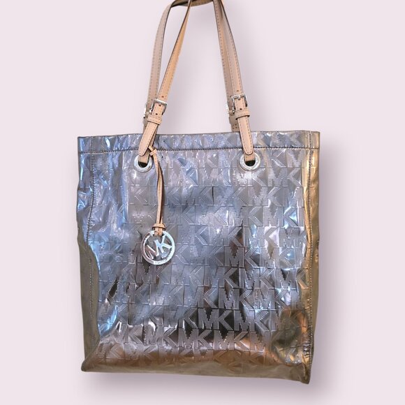 Michael Kors Metallic Silver Tote Bag  Large Shopper - Picture 1 of 4